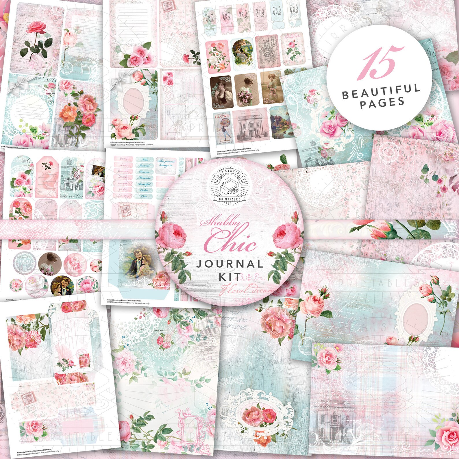 Shabby Chic Junk Journal Printable Kit: Digital Download | Etsy UK