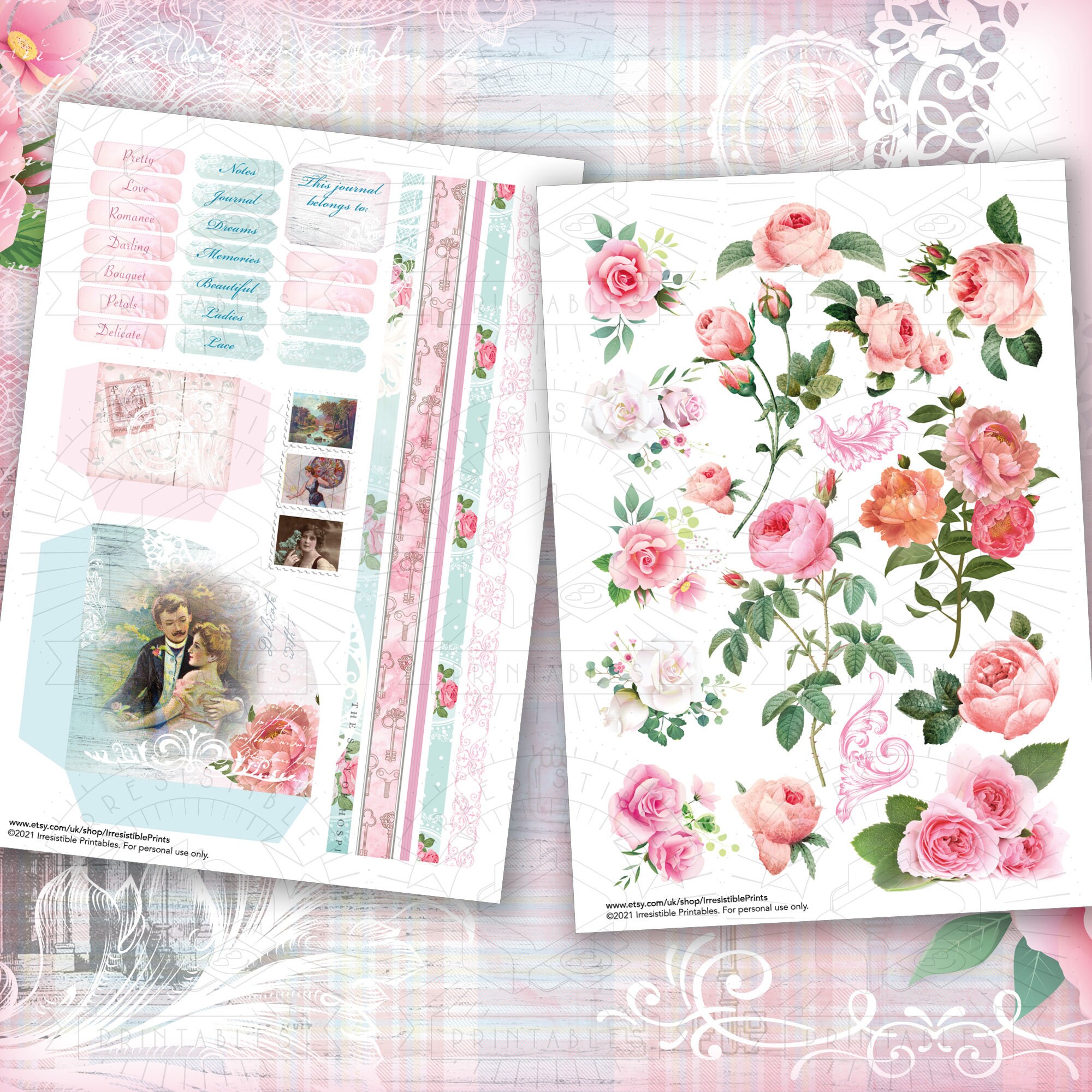 Shabby Chic Junk Journal Printable Kit: Digital Download | Etsy UK