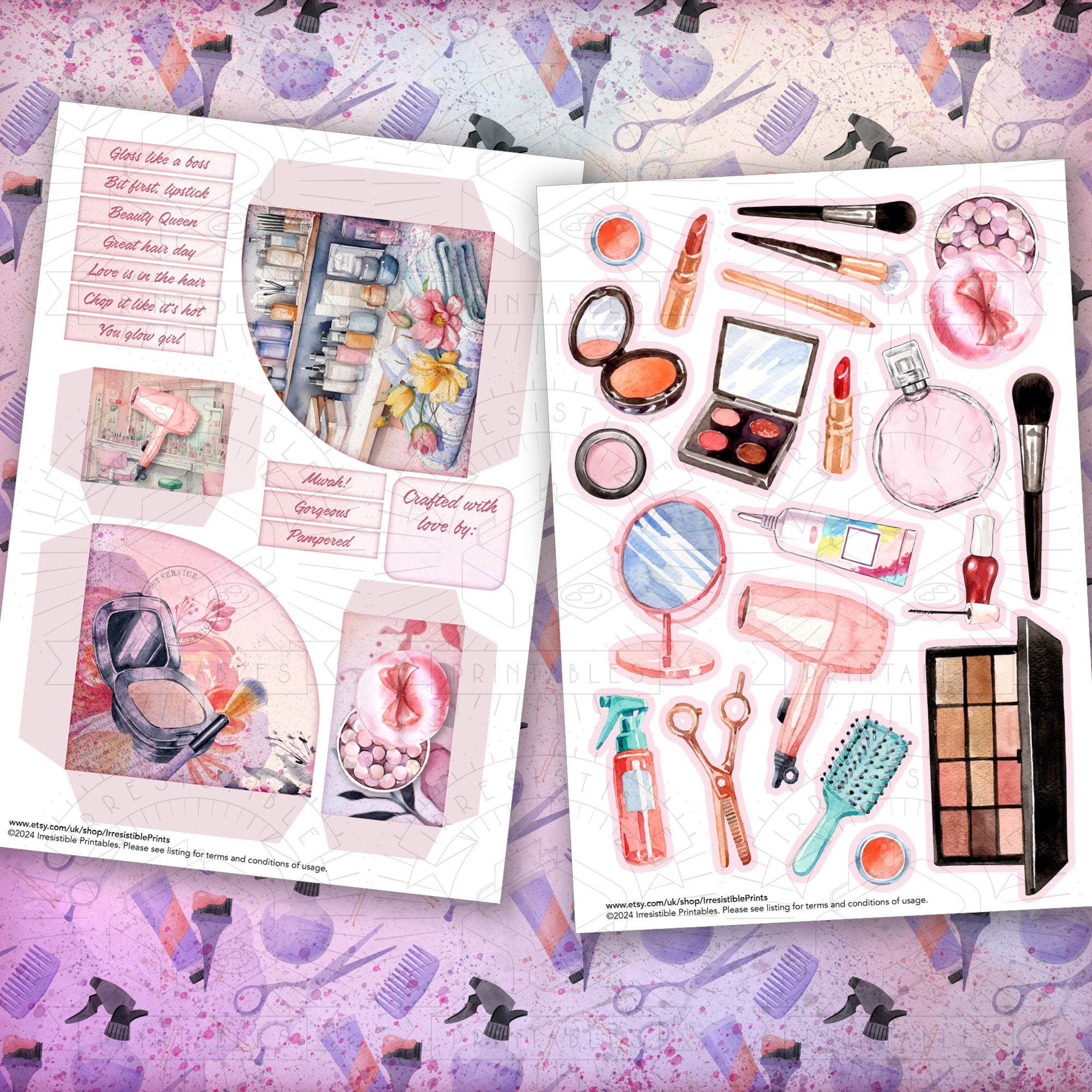 Hair & Beauty Junk Journal Kit: Salon Ephemera, Tags (digital Download ...