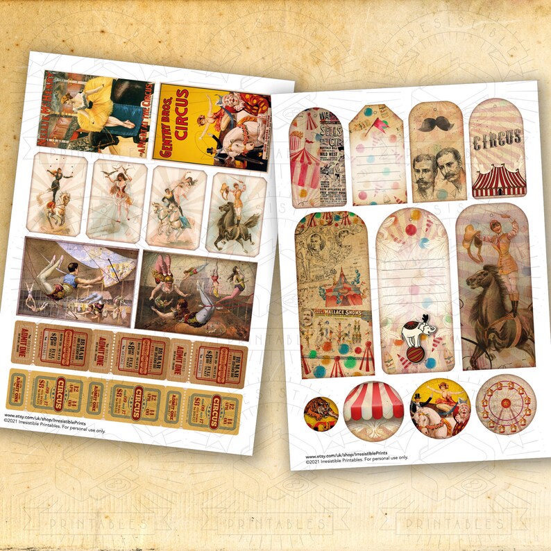 Vintage Circus Junk Journal Printable Kit: Digital Download - Etsy