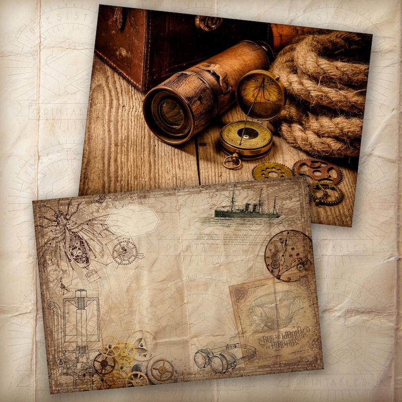 Vintage Steampunk Travel Junk Journal Printable Kit: Digital | Etsy