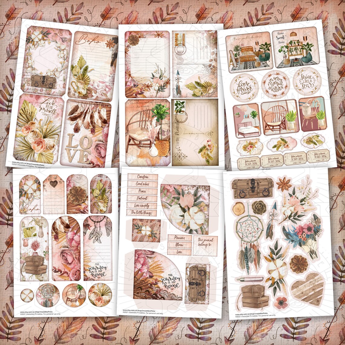 Natural Boho Junk Journal Printable Kit: Digital Download - Etsy UK