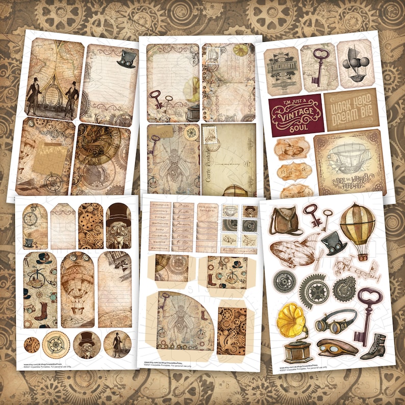 Vintage Steampunk Junk Journal Printable Kit: Digital - Etsy