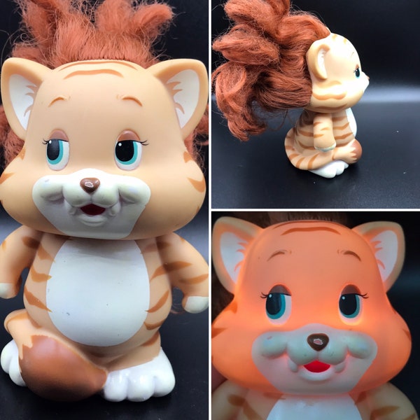 Rare Vintage Lanard Company Glo-Pal Cubby Curls Light Up Glow Tiger Doll 1994 WORKING