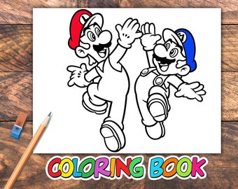 Download Mario Coloring Page Etsy