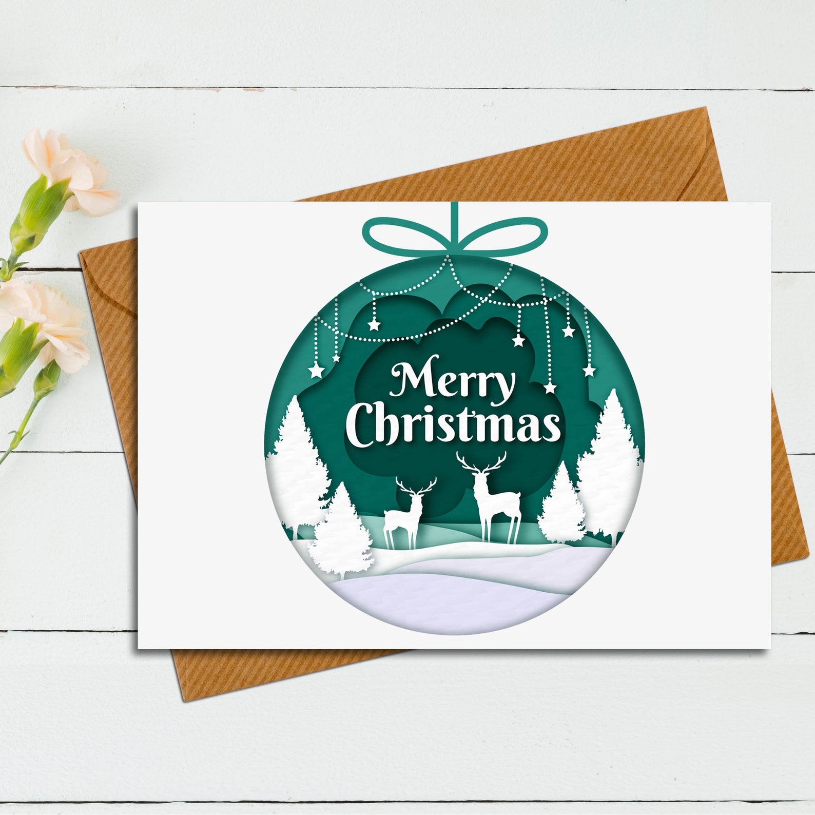 Christmas Card and Envelope Template Printable Card And | Etsy