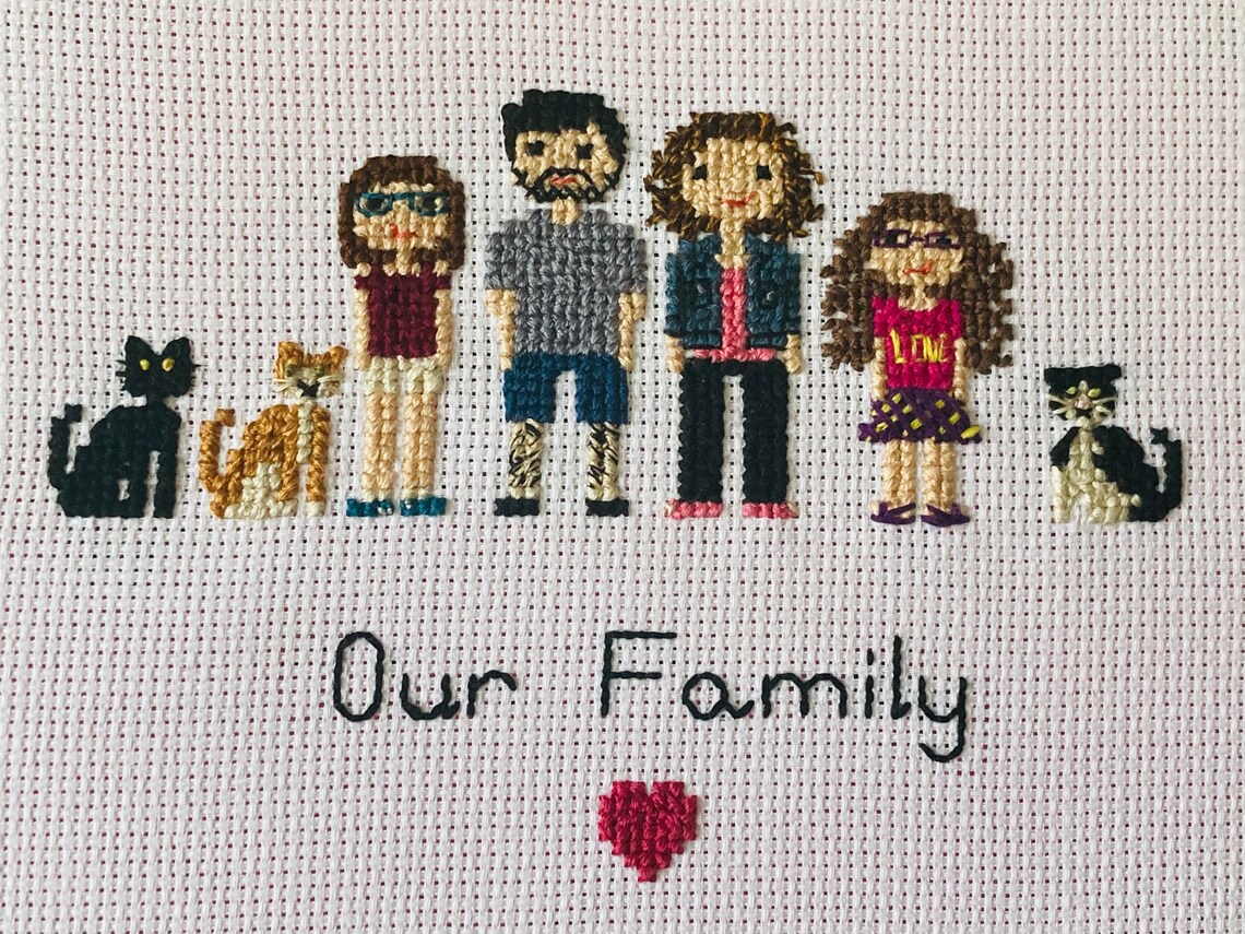Custom Family Portrait Cross Stitch Etsy Custom made family portrait cross stitch pattern pdf download cotton