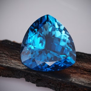 Trillion Shape 13 MM London Blue Topaz Gemstone, Natural Blue Topaz Crystal, Faceted London Topaz, Top Quality Topaz For Jewelry Making