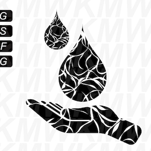 Water droplets SVG, Hand SVG, Eco SVG, Esg,lift up,Digital Download,Vector,Graphic,ClipArt,Cricut, Silhouette, Glowforge (svg/dxf/png/eps)