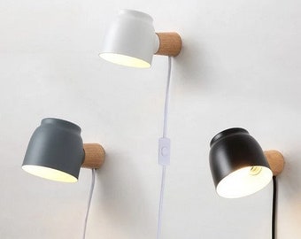 Plug in Wall Sconce Wood Wall Lamp Night Light Plug in Plug in Wall Sconce