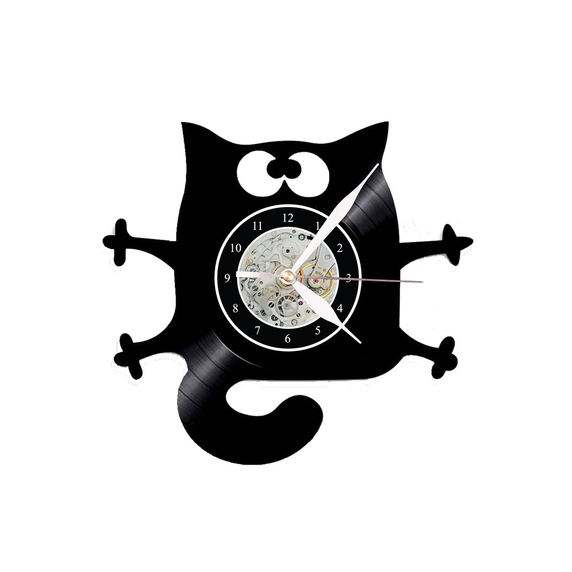 Funny Cat Vinyl Clock Animal Decor Cat Lover Gift Etsy