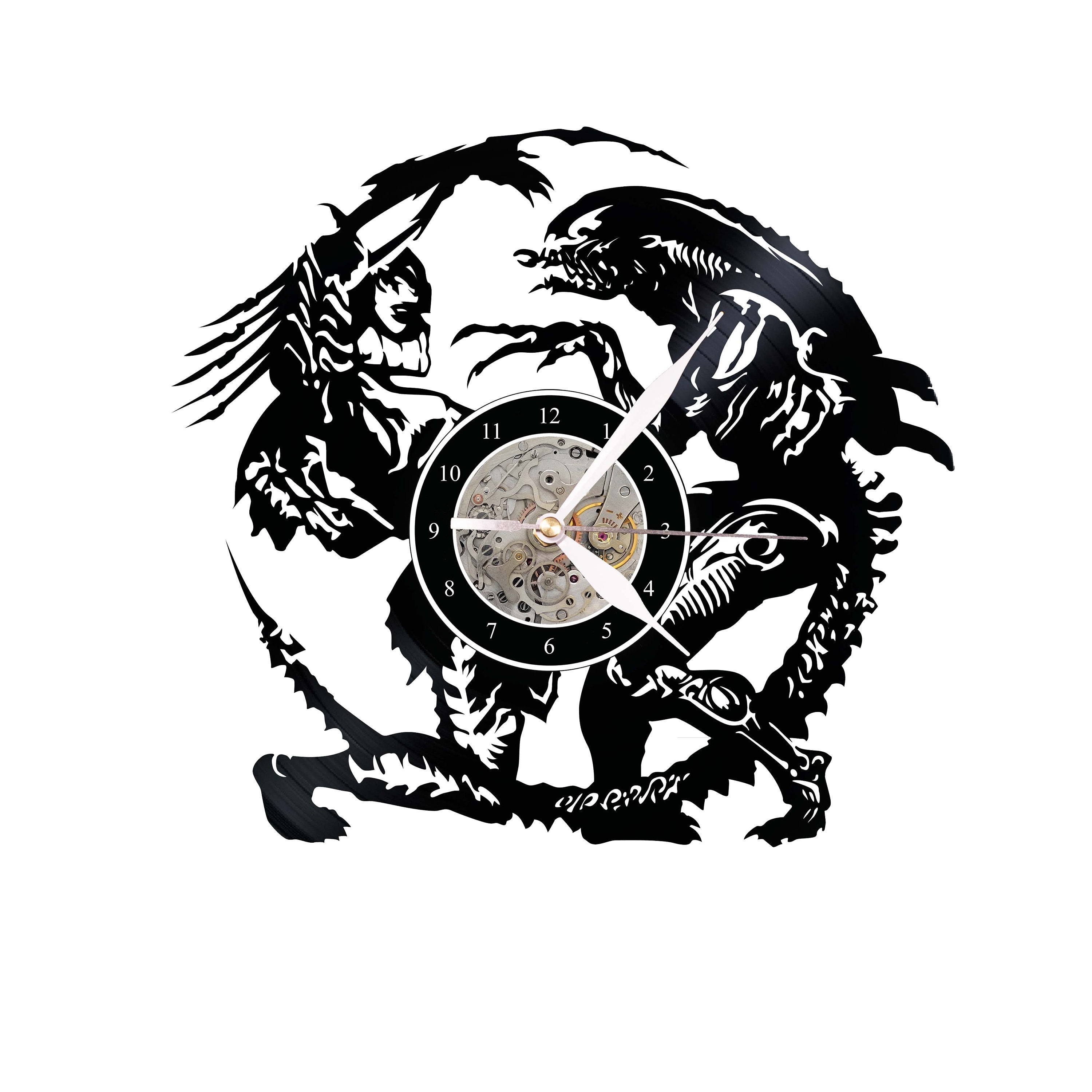 Alien Vs Predator Vinyl Clock Film Wall Decor Sci Fi Gift Idea Etsy