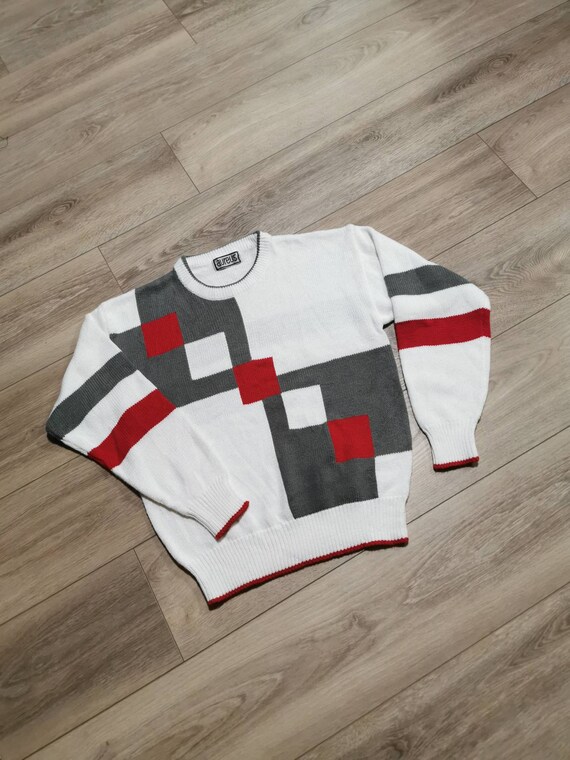 Vintage 80's Aureus Sweater | Checkered Striped Pr