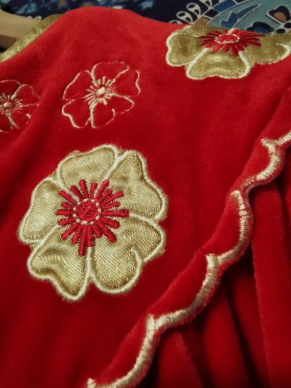 Gorgeous Vintage Vanity Fair Soft Red Velour Robe - image 4