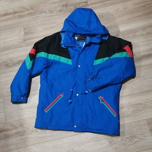 Vintage 80s Men&#39;s Ski Coat | Vintage Ski Jacket | Men&#39;s Vintage Winter Coat | Action 11 Coat | 80s Tri Tone Ski Coat | Vintage Coat