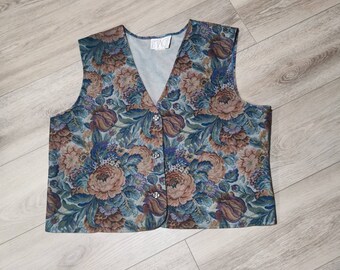 Vintage 80s Floral Vest | Vintage Ladies Floral Vest | Floral Print Vest | 80s Vest | Vintage Vest | Soft Polyester Vest | Women's Vest