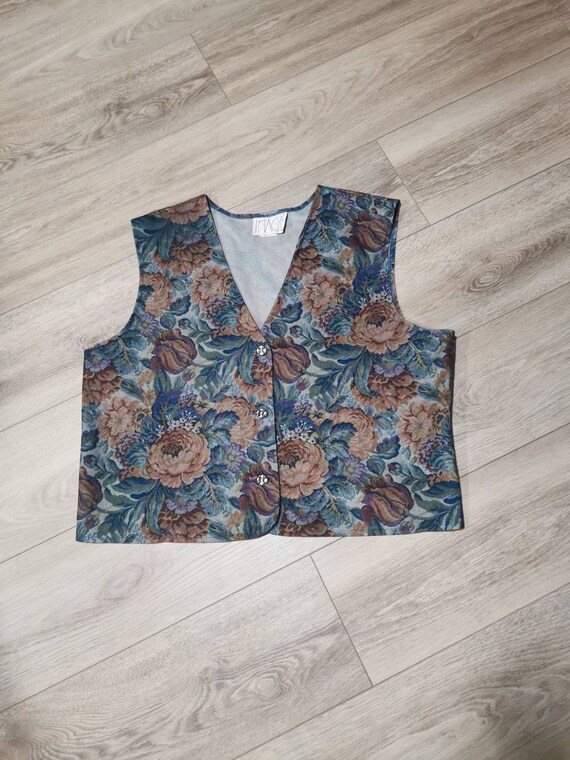 Vintage 80s Floral Vest | Vintage Ladies Floral V… - image 1