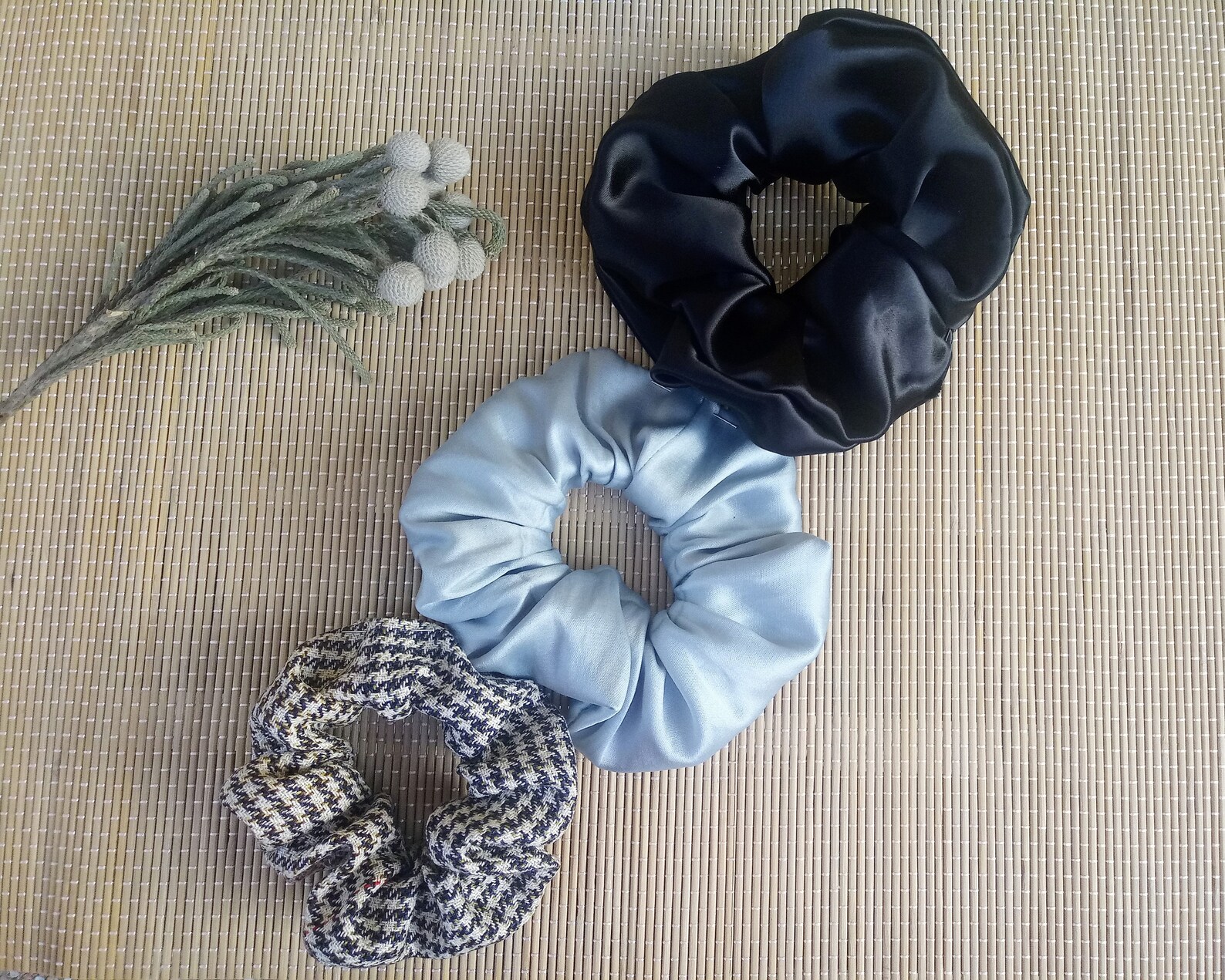 Hair elastic sets of 3 pieces colors and various fabrics Etsy