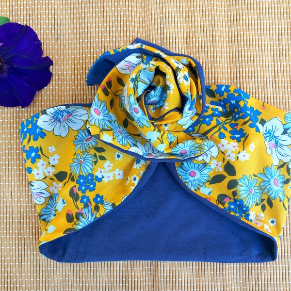 Bandeau moulable à motifs floraux, bandeau jaune et bleu, bandeau fleuri