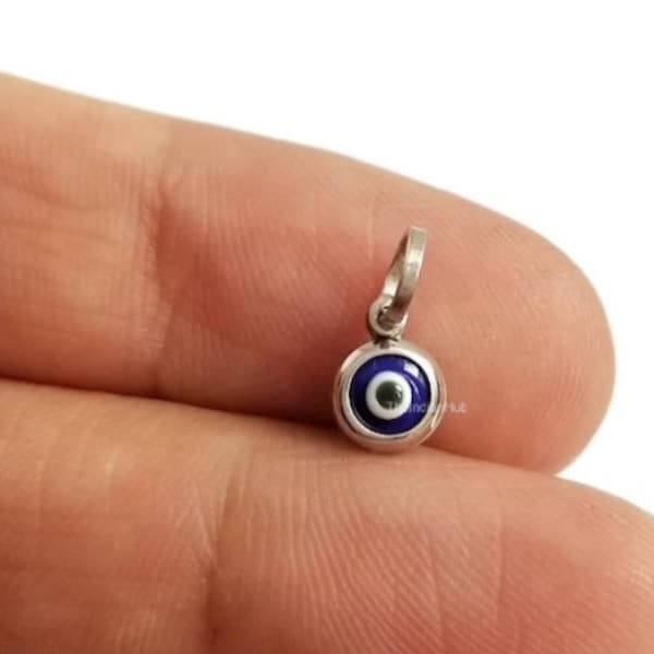 92.5 Sterling Silver Pendant, Dark Blue Evil Eye Pendant, Evil Eye Pendant, Good Luck Pendant, Protection Evil Jewelry, Evil Eye Jewelry