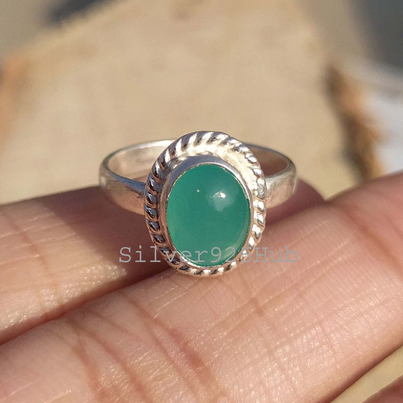 Aqua Chalcedony Ring Oval Ring,Handamde Ring Gemstone Ring Ring for Her Mother Day Gift Chalcedony Jewelry Chalcedony Ring Women Ring