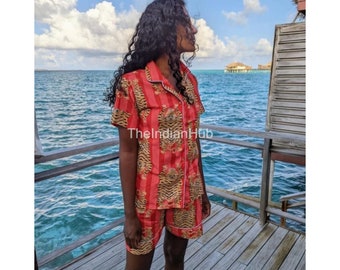 Tiger Print Pajamas, Animal Print short Cotton Pj’s, Pajamas Set, Night Wear, Soft Cotton Night Suit, Gift for her, Block print Pyjamas