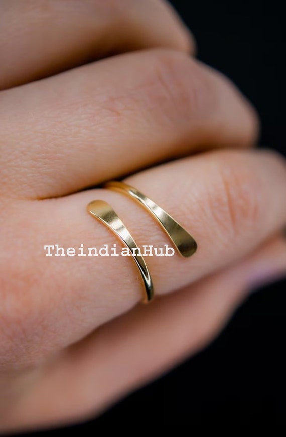 Women's Open Ring Handmade Smooth Silver Plated Literary Jewelry  Fashionable Thumb Rings Gold Ring in Cursive
