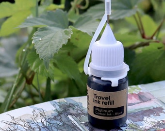 Waterproof black ink - 5ml Travel Refill - needle bottle - Fountain pen ink