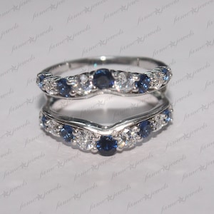 2.00 Ct Round Cut Sapphire and Diamond Enhancer Wrap Ring, Wedding Engagement Ring 14K White Gold Plated 925 Sterling Silver