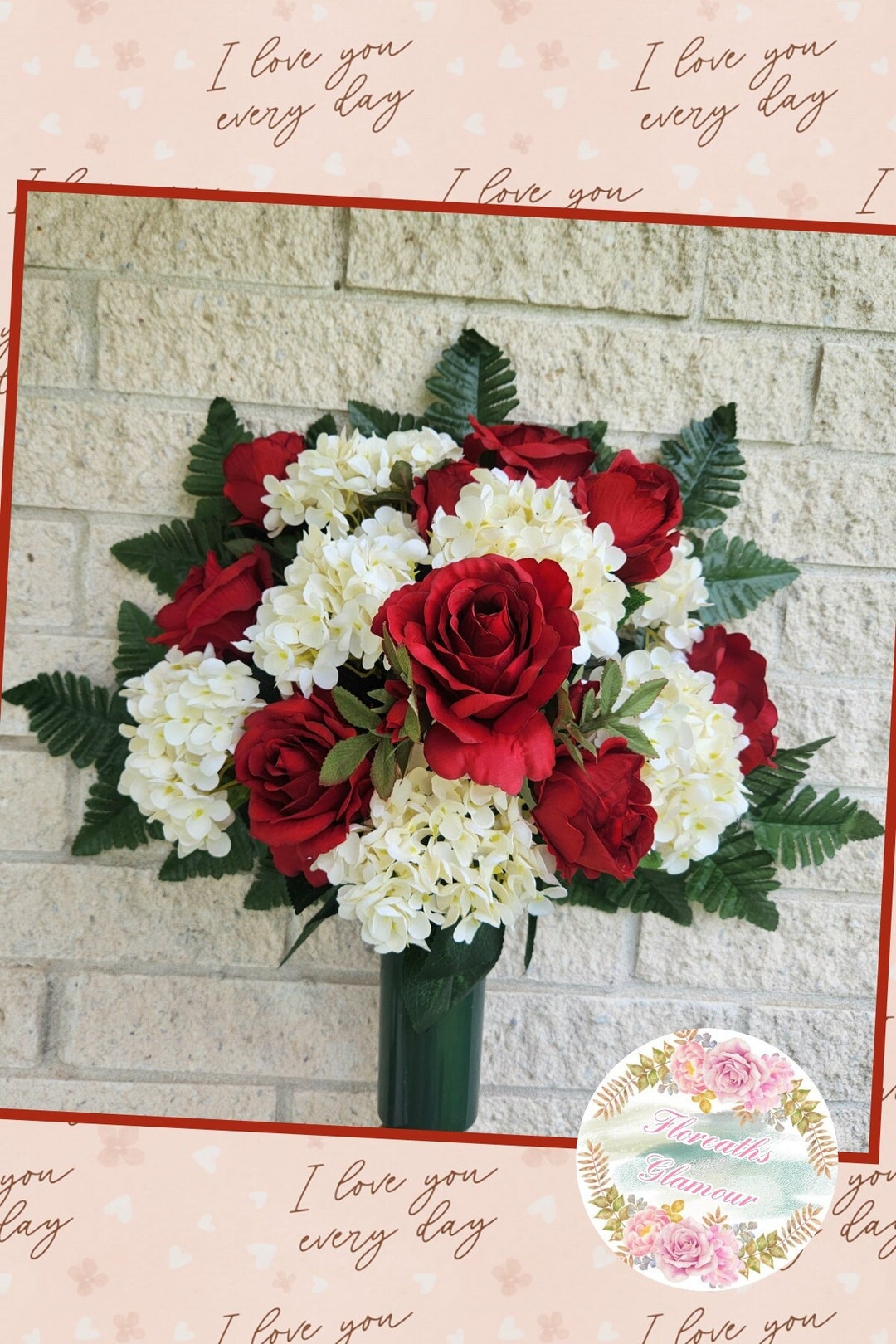 Memorial Vase Arrangement Cemetery Floral Vase Etsy