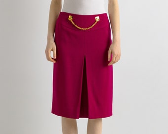 Vintage 80s Old Celine High Waisted Pencil Skirt/ Made in France | Midi Skirt | 80s French Designer Skirt