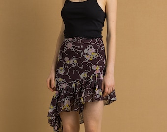 Vintage 00s Paul Joe Floral Cotton High Waisted Skirt/ Made in France | Floral Skirt | 00s French Designer Skirt
