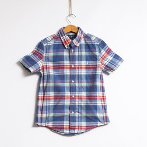 Vintage Boy Checked Short Sleeve Shirt size 7 years old image 1