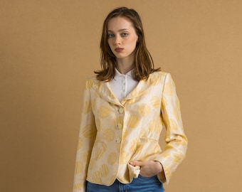 vintage années 90 Giorgio Armani Ivoire Soie Mélange Boutons Recadrés Blazer | Fabriqué en Italie | Veste en soie Armani Designer des années 1990