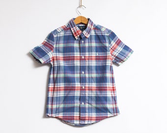 Vintage Boy Checked Short Sleeve Shirt size 7 years old