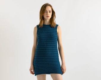 90s Vintage Cashmere Silk Navy Blue Mini Pencil Mini Length Warm Dress size S Small/ Vintage Small Blue Cashmere Dress/ Y2k Dress