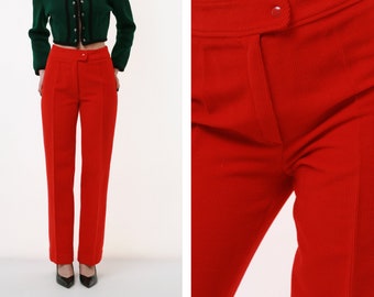 Corduroy High Waisted Straight Leg Moms Red Zip Fastens Trousers Pants 2603 Girlfriend Gift Present