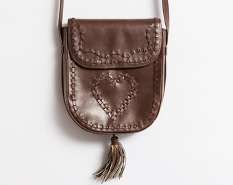 70s Vintage Leather Satchel Brown Bag / 70s Vintage Leather Hand Bag Bolso de mujer Real Echt Leder Crossbody Shoulder Bag 08 Girfriend Regalo