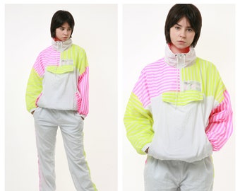 80s Vintage Vtg Rare Abstract Pattern Anorak Suit Sportsuit All in One Shell Jacket and Trousers Sportswear 2646 Size S Girflriend Gift