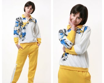 80s Vintage Vtg Retro Woman Sports Suit Vintage Tracksuit Sweatshirt and Trousers Sportswear Suit Fits size S M Small Medium 3142