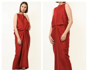 90s Vintage 100% Silk Red Maxi A Line Maxi Length Dress size S Small 4598/ Vintage Silk Maxi Dress/ Y2k Dress/ Vintage Woman Maxi Dress