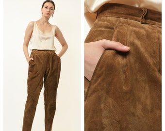 80s Vintage High Waisted Suede Woman Pants size 36 4703/ Vintage woman suede trousers/ vintage woman clothing/ vintage woman