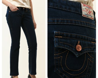 90s Vintage Vtg True Religion Cintura Baja Denim Skinny Jeans Pantalones Pantalones 4763 Tamaño 27/ Vintage True Religion Mujer Jeans