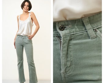 00s Vintage Flare Corduroy Y2k High Waisted Woman Trousers Light Gray size 34 Small 3569/ Vintage Woman Corduroy Pants/ Vintage Y2K Pants