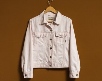 Chaqueta vaquera oversize de los 90, chaqueta vaquera vintage de talla grande, camisa vaquera oversize color rosa, chaqueta vaquera clásica, chaqueta vaquera de algodón