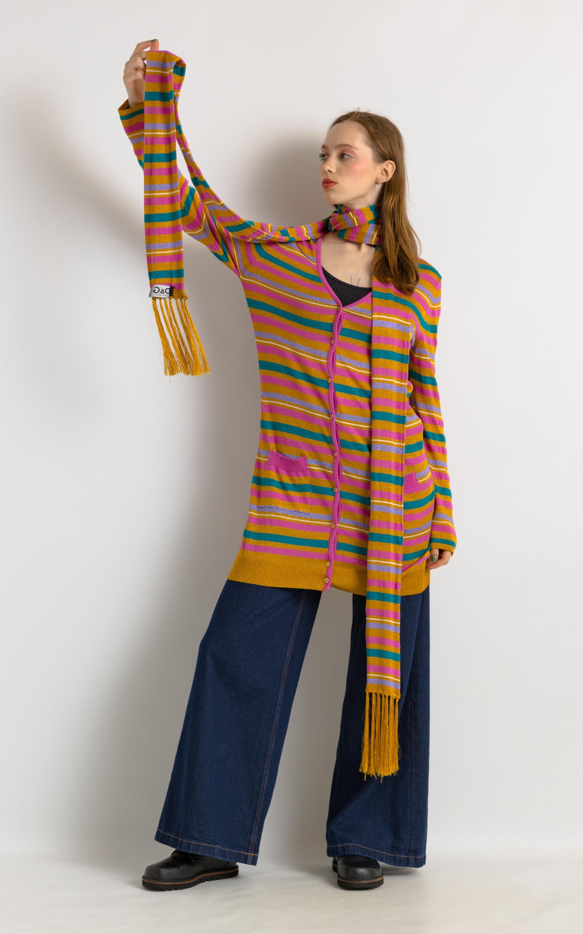 00s Vintage Preloved Y2K Dolce& Gabbana Metallic Striped Long