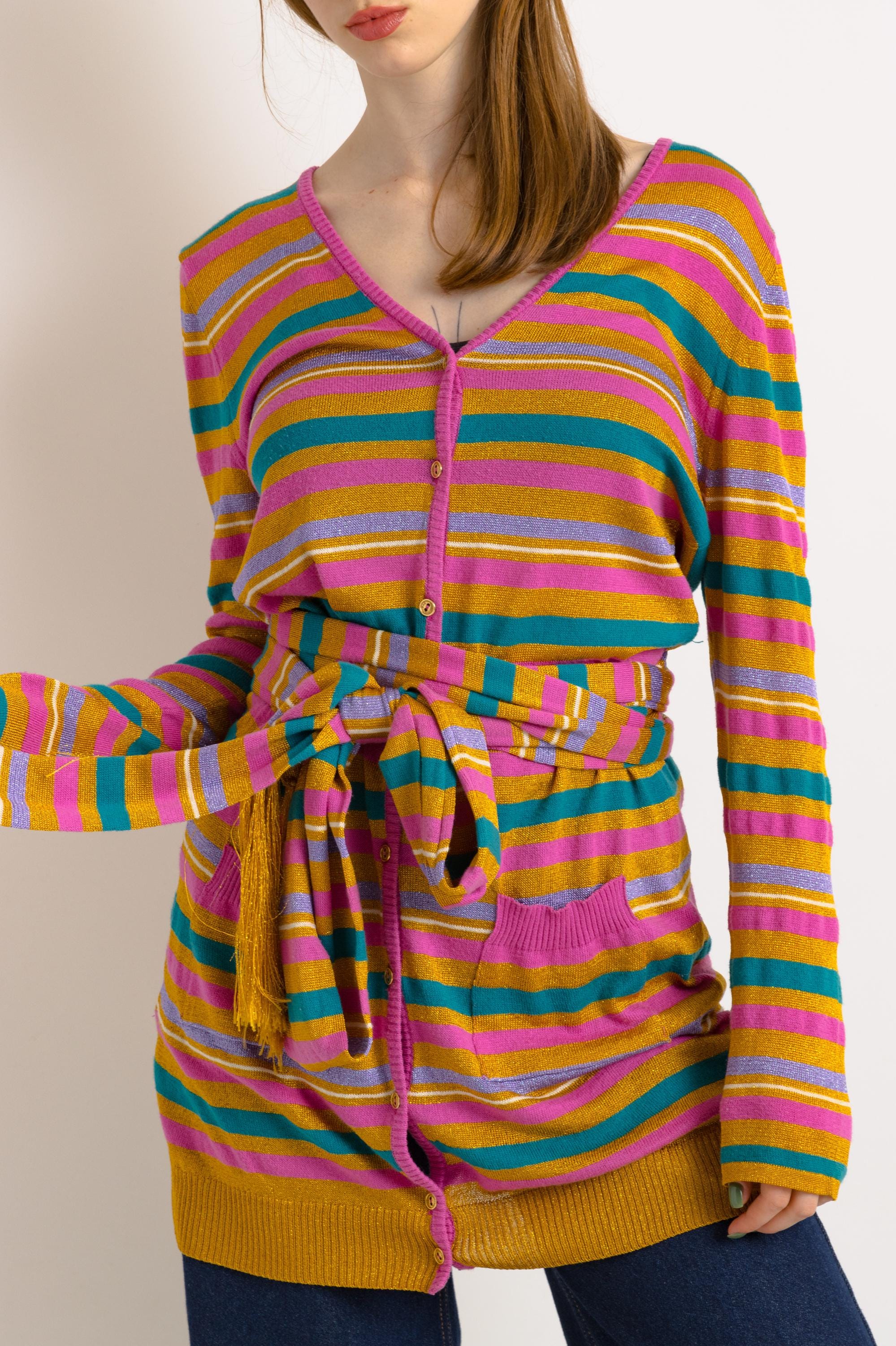 00s Vintage Preloved Y2K Dolce& Gabbana Metallic Striped Long