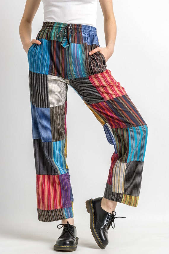 Hippie Patchwork Abstract Pattern Vintage 90s Cot… - image 7