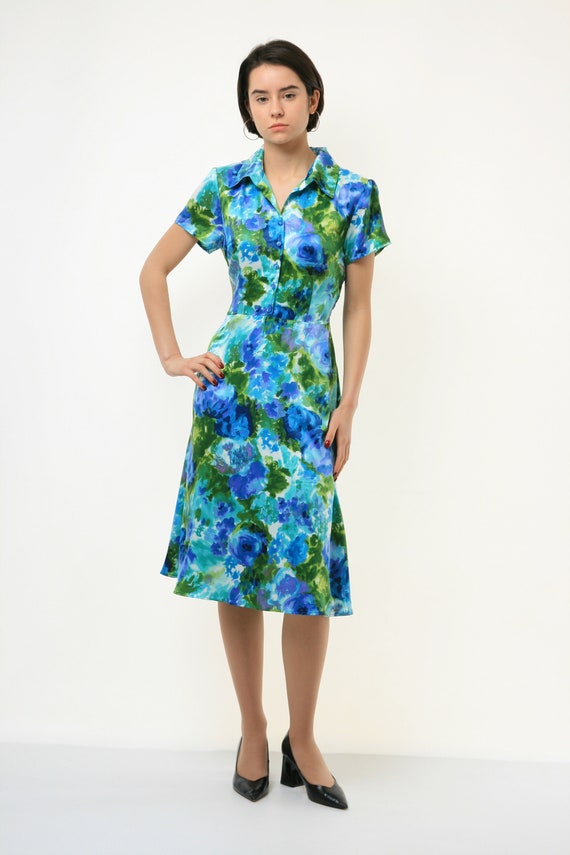 80s Vintage Mujer Midi Vestido Largo Estilo Tunica talla Mediana 3783 Vintage Mujer Boho Midi Patron Abstracto Vestido talla M Mediana Etsy Espana