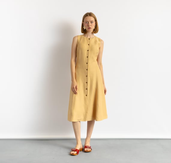 Ralph Lauren Purple Label Beige Linen Pencil Midi A Line Midi Length Dress  Size XS Small/ Vintage Linen Midi Dress/ - Etsy